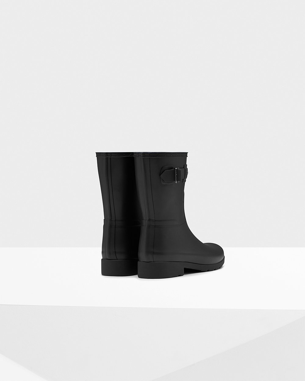 Hunter Refined Slim Fit Short Rain Boots - Clearance Womens Black - ZWSJVT624